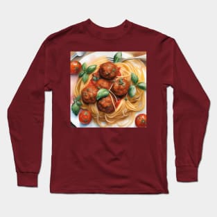 National Spaghetti Day - January 4 - Watercolor Long Sleeve T-Shirt